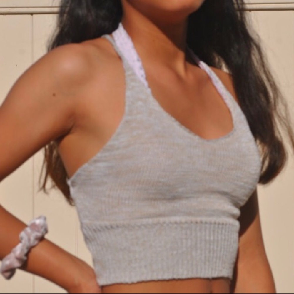 light tan knitted cropped cami